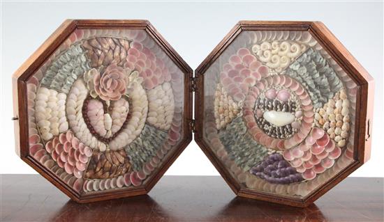 A 19th century sailors shellwork double Valentine, 9in.